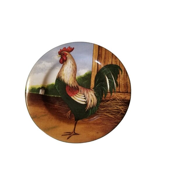 Chicken Rooster 8" Plates Vtg Sakura Oneida ON THE FARM Set of 4 David Carter Br - Picture 4 of 15